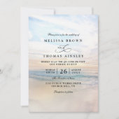 Invitation Mariage élégant moderne avec QR Code sur la plage (Devant)