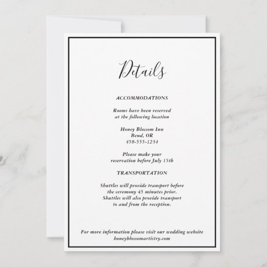 Invitation Mariage Élégant Moderne avec Tous les Détails dans (Dos)