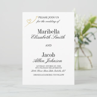 Invitation Mariage Élégant Moderne Blanc & Formel