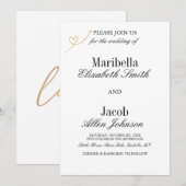 Invitation Mariage Élégant Moderne Blanc & Formel (Devant / Derrière)
