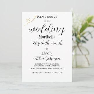 Invitation Mariage Élégant Moderne Blanc & Formel