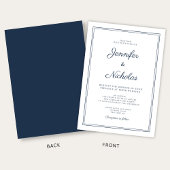 Invitation Mariage élégant moderne bleu marine script