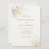 Invitation Mariage Élégant Moderne Bohème aux Fleurs Sauvages (Devant)