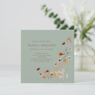 Invitation Mariage Élégant Moderne Bohème Nature Fleur de Sag