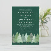 Invitation Mariage Élégant Moderne Bois de Winter Vert (Debout devant)