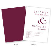 Invitation Mariage Élégant Moderne Bourgogne