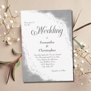 Invitation Mariage élégant moderne calligraphie paillettes ar