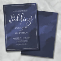 Mariage Élégant Moderne Classe Aquarelle Bleu Mari