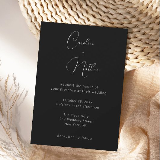 Invitation Mariage Élégant Moderne Classique Noir & Blanc