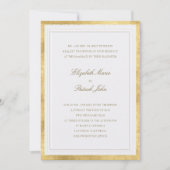 Invitation Mariage Élégant Moderne Classique Perle Dorée (Devant)