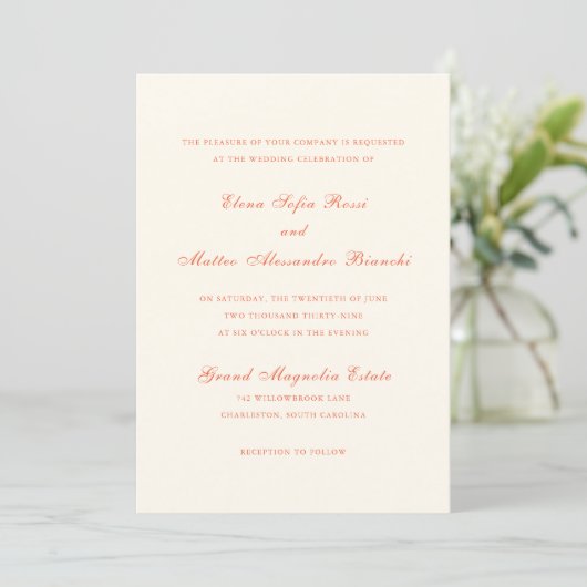 Invitation Mariage Élégant Moderne Classique Terracotta (Debout devant)