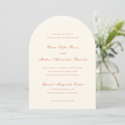 Invitation Mariage Élégant Moderne Classique Terracotta (Debout devant)