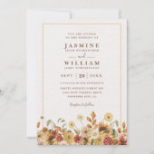 Invitation Mariage élégant moderne code QR fleurs sauvages bo (Devant)