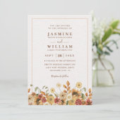 Invitation Mariage élégant moderne code QR fleurs sauvages bo (Debout devant)