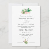 Invitation Mariage Élégant Moderne Code QR Rose Cactus Rustiq (Devant)