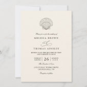 Invitation Mariage élégant moderne coquillage plage océan cod (Devant)
