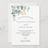 Invitation Mariage élégant moderne de verdure d'eucalyptus (Devant)