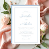 Invitation Mariage élégant moderne écriture bleu poudré