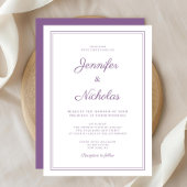 Invitation Mariage élégant moderne écriture lilas violet