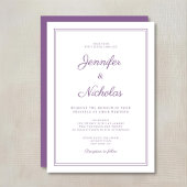 Invitation Mariage élégant moderne écriture lilas violet