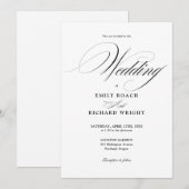 Invitation Mariage Élégant Moderne Écriture Noir Et Blanc (Devant / Derrière)