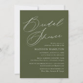 Invitation Mariage Élégant Moderne Écriture Verte Olive (Devant)