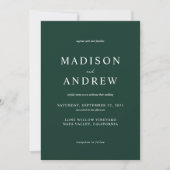 Invitation Mariage élégant moderne Emerald Green (Devant)