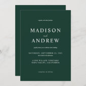 Invitation Mariage élégant moderne Emerald Green (Devant / Derrière)
