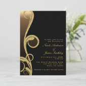 Invitation Mariage élégant moderne en noir et bronze doré ave (Debout devant)
