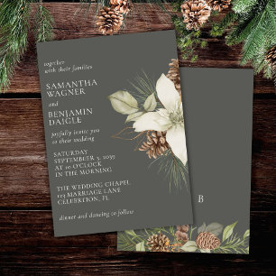 Invitation Mariage élégant moderne en pierre de pin gris