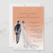 Invitation Mariage élégant moderne en terre cuite avec code Q (Devant)
