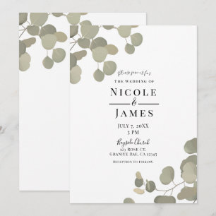Invitation Mariage Élégant Moderne Eucalyptus Végétal Rustiqu