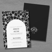 Mariage Élégant Moderne Floral Noir et Blanc