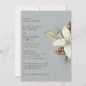 Invitation Mariage élégant, moderne, gris de pin d'hiver (Devant)