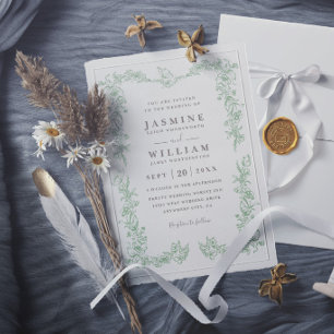 Invitation Mariage élégant moderne jardin romantique vintage