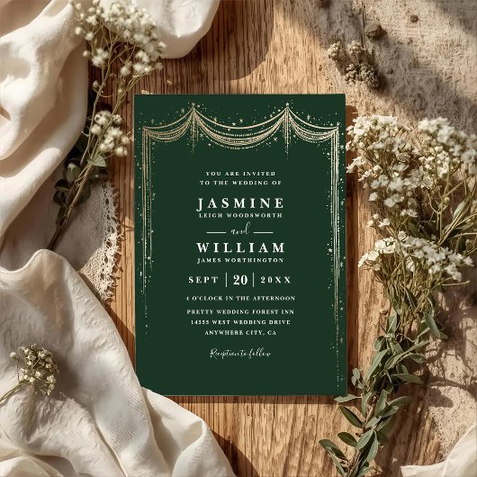 Invitation Mariage élégant moderne luxe conte de fées QR Code