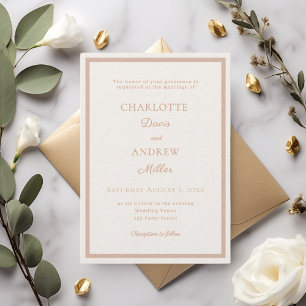 Invitation Mariage élégant moderne luxe or rose ivoire