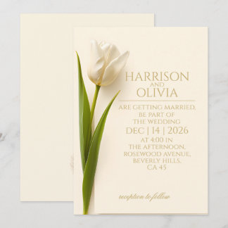 Invitation Mariage Élégant Moderne Minimaliste Tulipe Blanche