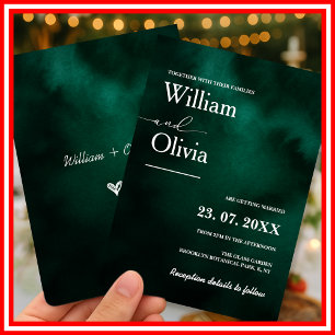 Invitation Mariage Élégant Moderne Minimaliste Vert Émeraude