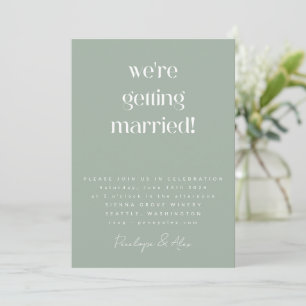 Invitation Mariage Élégant Moderne Minimaliste Vert Sauge