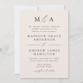 Invitation Mariage Élégant Moderne Monogramme Crème (Devant)