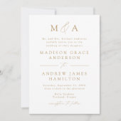 Invitation Mariage Élégant Moderne Monogramme Doré (Devant)