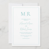 Invitation Mariage élégant moderne monogramme sarcelle (Devant)