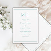 Invitation Mariage élégant moderne monogramme sarcelle