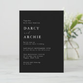 Invitation Mariage élégant moderne noir (Debout devant)