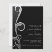 Invitation Mariage Élégant Moderne Noir et Argenté avec Tourb (Devant)