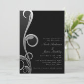 Invitation Mariage Élégant Moderne Noir et Argenté avec Tourb (Debout devant)