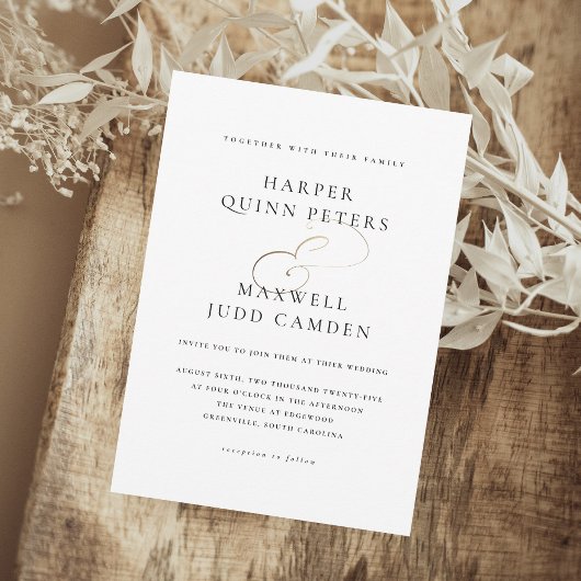 Invitation Mariage élégant moderne noir et blanc
