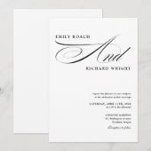Invitation Mariage Élégant Moderne Noir Et Blanc Script (Devant / Derrière)