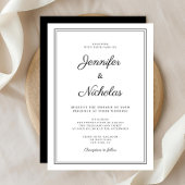 Invitation Mariage élégant moderne noir et blanc script